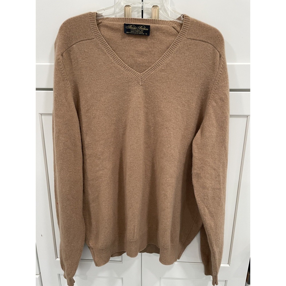 VTG Brooks Brothers Sweater XL Men's 100%‎ Pure Lambswool Camel SI58